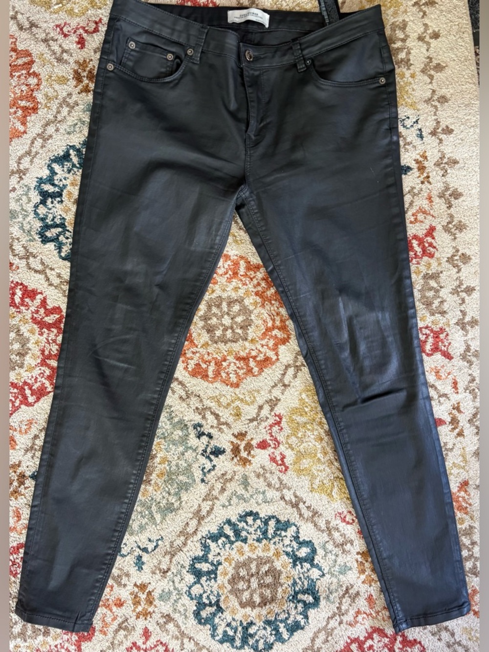 Zara Black Coated Skinny Jeans